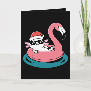 Christmas Axolotl Santa Hat Flamingo Pool Float Card