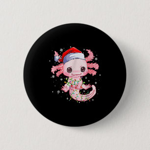 Christmas Axolotl Santa Hat Lights Japanese Cute A 6 Cm Round Badge