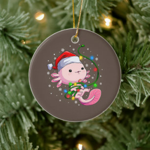 Christmas Axolotl Santa Hat Lights Japanese Cute Ceramic Tree Decoration