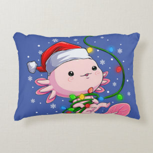 Christmas Axolotl Santa Hat Lights Japanese Cute Decorative Cushion