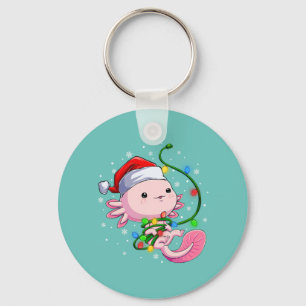 Christmas Axolotl Santa Hat Lights Japanese Cute Key Ring