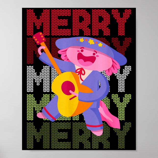 Christmas Axolotl Ugly Sweater Funny Christmas Sno Poster (Front)