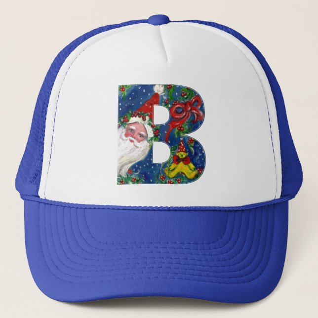 CHRISTMAS B LETTER / SANTA CLAUS WITH RED RIBBON TRUCKER HAT (Front)