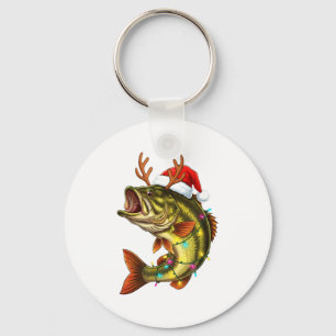 Christmas B Santa Hat With Lights Funny Fishing Xm Key Ring
