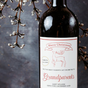 Christmas Baby Announcement Grandparent Crafted By Wine Label