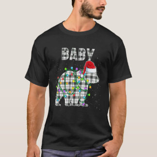 Christmas Baby Bear Black White Plaid Xmas Matchin T-Shirt