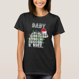 Christmas Baby Bear Black White Plaid Xmas Matchin T-Shirt