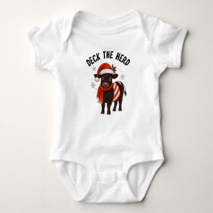 Christmas Baby Beltie Farmer Belted Galloway Cow Baby Bodysuit