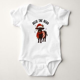 Christmas Baby Beltie Farmer Belted Galloway Cow Baby Bodysuit