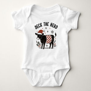 Christmas Baby Beltie Farmer Belted Galloway Cow Baby Bodysuit