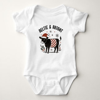 Christmas Baby Beltie Farmer Belted Galloway Cow Bodysuit