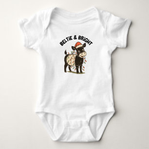 Christmas Baby Beltie Farmer Belted Galloway Cow Bodysuit