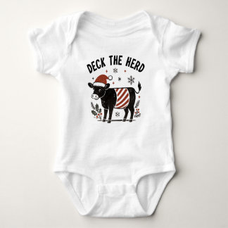 Christmas Baby Beltie Farmer Belted Galloway Cow Bodysuit