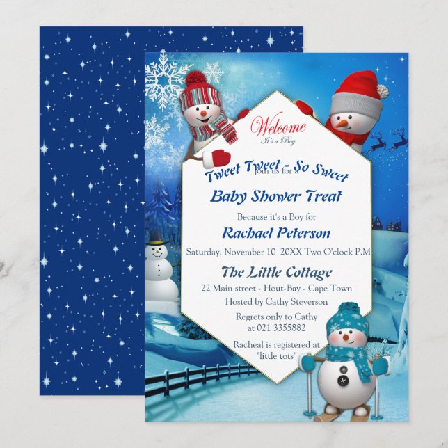 Christmas Baby Boy Arrival Invitation (Front/Back)