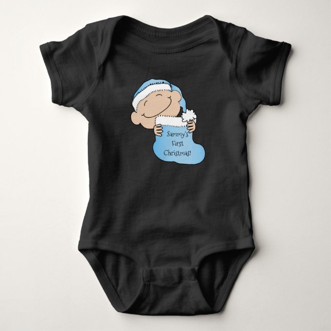 Christmas Baby Boy "First Christmas" Bodysuit (Front)