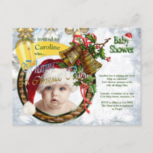 Christmas Baby Boy Shower invitation Postcard