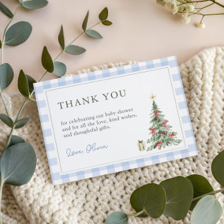 Christmas Baby Boy Shower Thank You Card