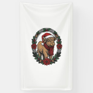 Christmas Baby Calf Vintage Engraving Holiday Shir Banner