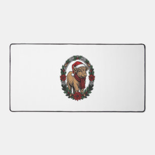 Christmas Baby Calf Vintage Engraving Holiday Shir Desk Mat