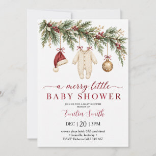 Christmas Baby Clothes Garland Baby Shower Invitation
