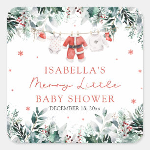 Christmas Baby Clothes Merry Little Baby Shower Square Sticker