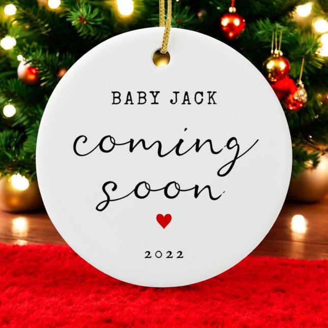 Christmas Baby Coming Soon Name Ornament (Creator Uploaded)