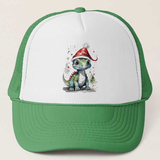 Christmas Baby Dinosaur in Santa Hat (Front)