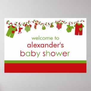 Christmas Baby Laundry Boy Baby Shower Poster
