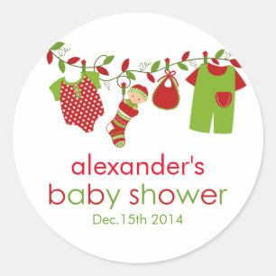 Christmas Baby Laundry Boy Baby Shower Sticker
