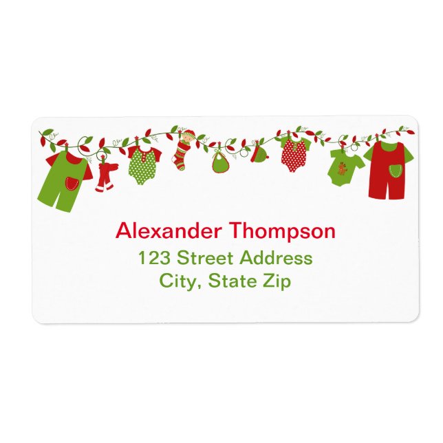 Christmas Baby Laundry Boy Shipping Labels (Front)