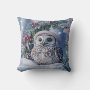 Christmas Baby Owl Throw Pillow