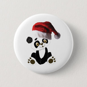 christmas baby panda bear 6 cm round badge
