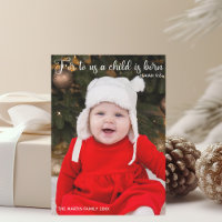 Christmas Baby Photo Religious Birth Announcement