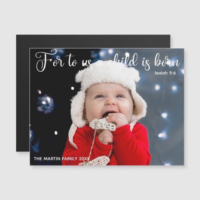 Christmas Baby Photo Religious Verse Magnet Card (Front/Back)