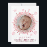 Christmas Baby Photo Wreath Card<br><div class="desc">Add your cure baby photo framed within a Christmas wreath holiday themed border holiday card. Pink and red watercolor wreath. Simply delete this photo and upload your own close up face,  baby photo. It will appear within the wreath.</div>