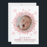 Christmas Baby Photo Wreath Card<br><div class="desc">Add your cure baby photo framed within a Christmas wreath holiday themed border holiday card. Pink and red watercolor wreath. Simply delete this photo and upload your own close up face,  baby photo. It will appear within the wreath.</div>