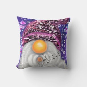Christmas Baby Pillow Gnome In Purple Hat Singing