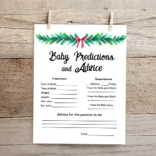 Christmas Baby Predictions Baby Shower Game Card 
