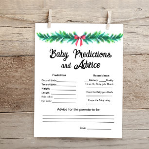 Christmas Baby Predictions Baby Shower Game Card 