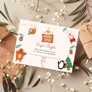 Christmas Baby Santa Diaper Raffle Ticket Enclosure Card