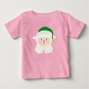 Christmas Baby Sheep Wearing Elf Hat Baby T-Shirt