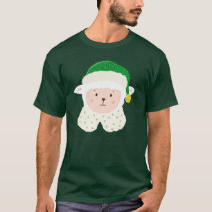 Christmas Baby Sheep Wearing Elf Hat T-Shirt