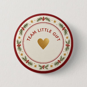 Christmas Baby Shower A Little Gift on the Way 6 Cm Round Badge