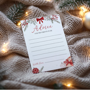 Christmas Baby Shower Advice For The Parents Card