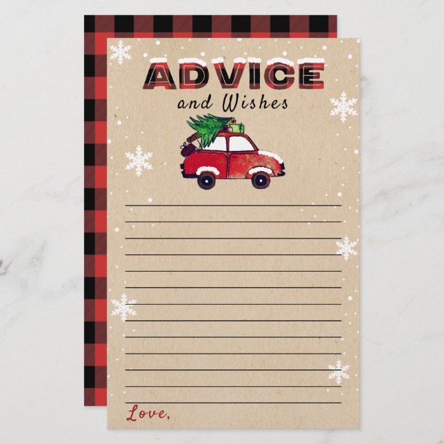 Christmas Baby Shower Advice & Wishes (Front/Back)