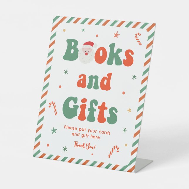 Christmas Baby Shower Books and Gifts Pedestal Sign (Front)