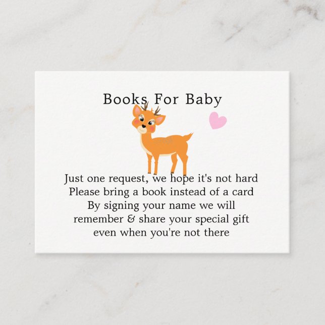 Christmas Baby Shower Deer Girl Cute Pink Winter Enclosure Card (Front)
