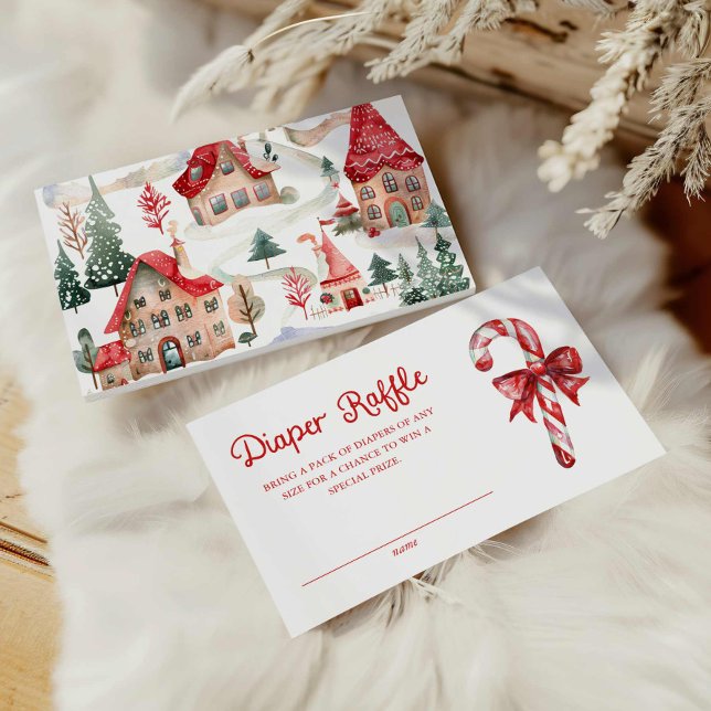 Christmas Baby Shower Diaper Raffle Ticket Enclosure Card (Christmas Baby Shower Diaper Raffle Ticket)
