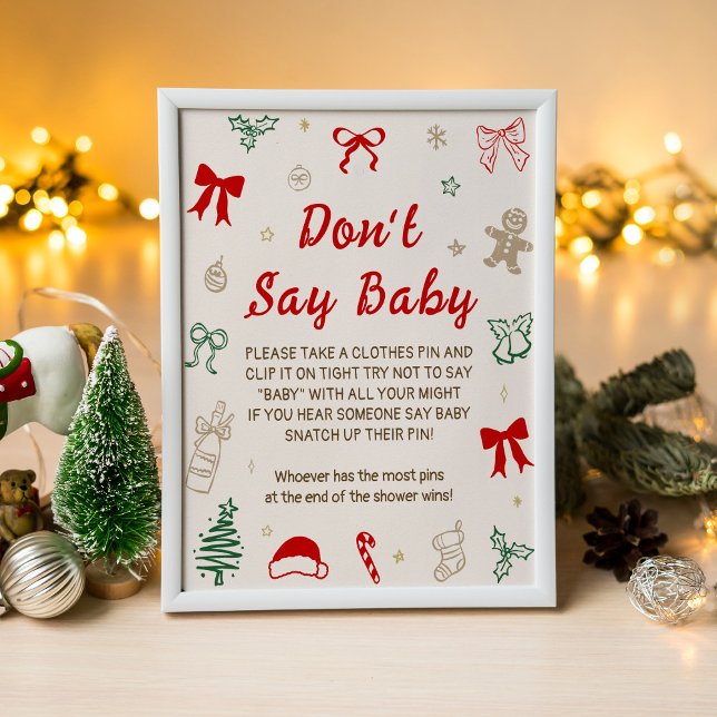 Christmas Baby Shower Don't Say Baby Game Poster (Creator Uploaded)