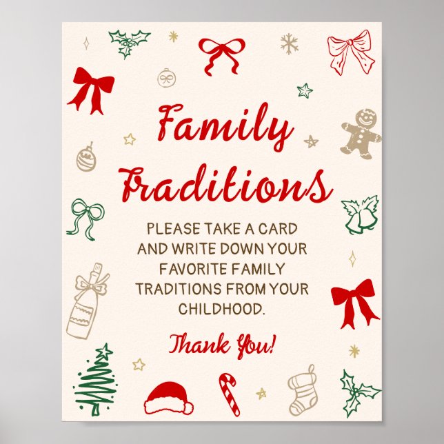 Christmas Baby Shower Family Traditions Game Poster (Front)